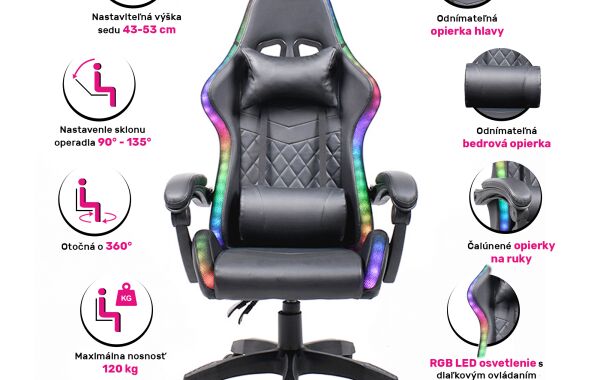 Mafiro gamer forgószék RGB világítással